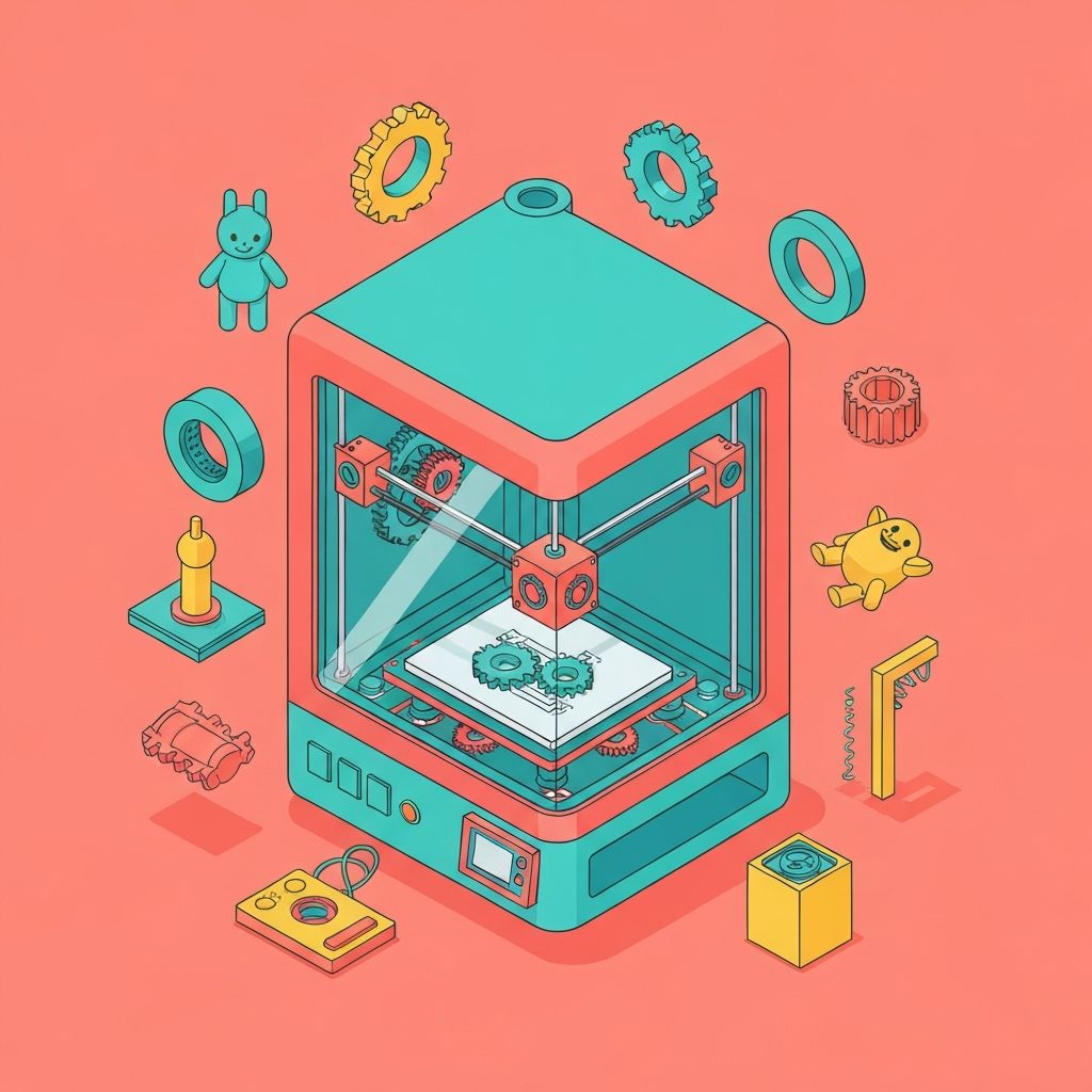 Collection of colorful 3D printed objects